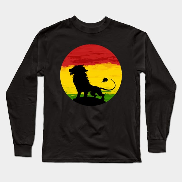 Rasta Lion Long Sleeve T-Shirt by belhadj